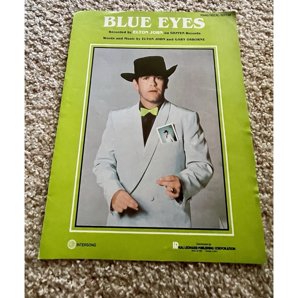 Blue Eyes- Elton John- Vintage 1980 Sheet Music Ballad Pop Rock